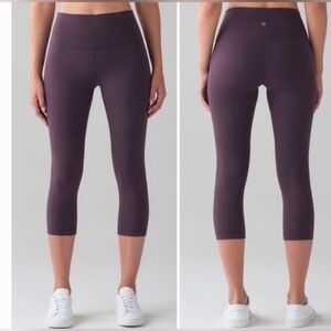 Lululemon Wunder Under Crop Dark purple Leggings Size 8